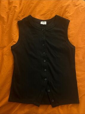 Cotton On Sleeveless Button-Front Black Tank